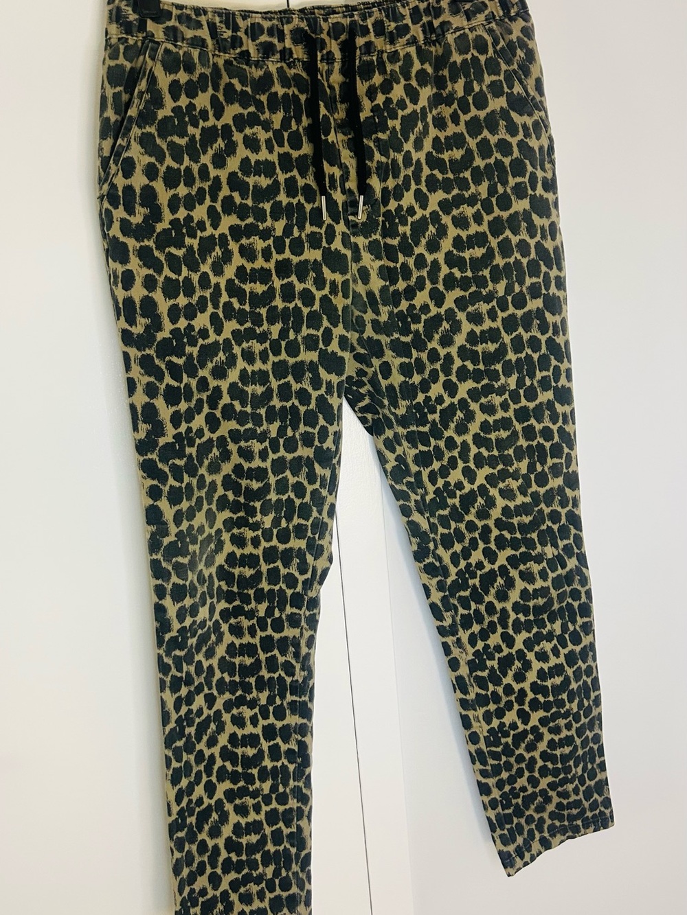 ASOS Olive Green and Black Leopard Print Drawstring Pants